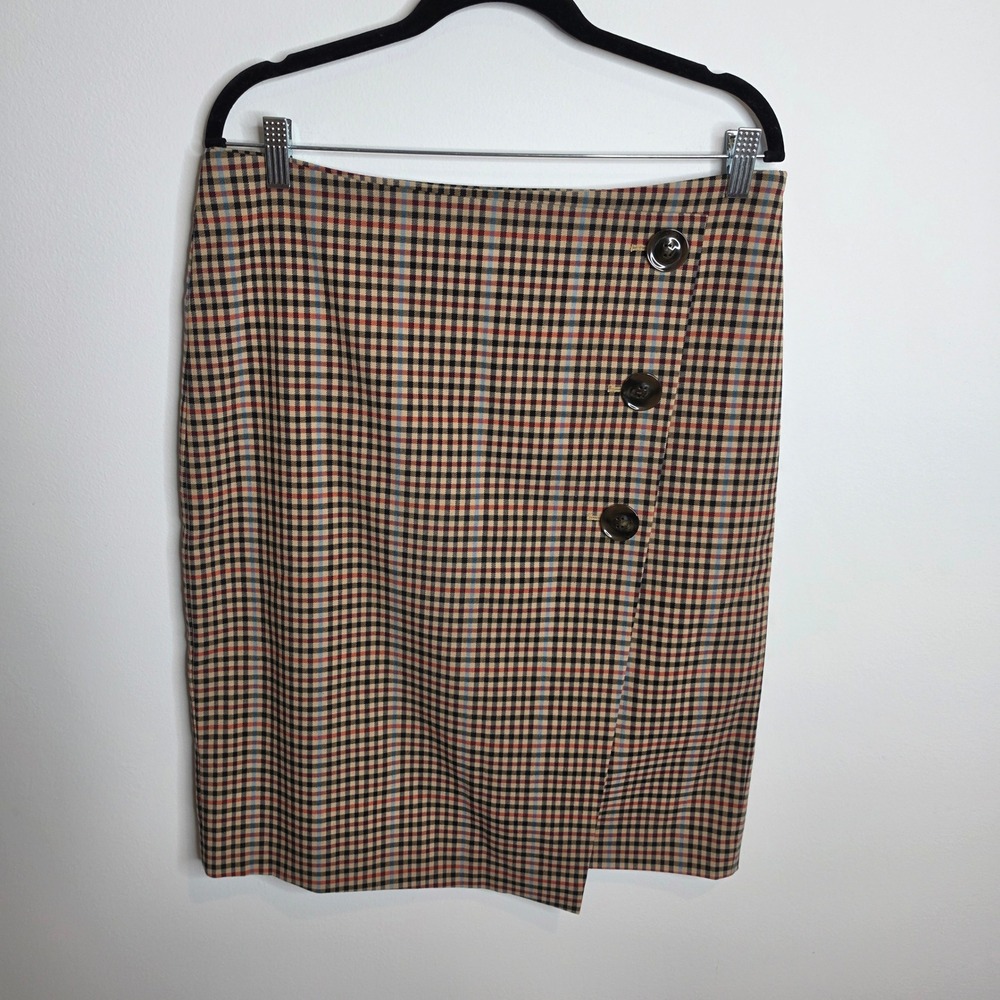 Ann Taylor Factory Plaid Pencil Skirt Women 12P